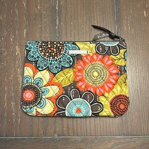 Vera Bradley Cosmetic Bag.  Brown with floral pattern.